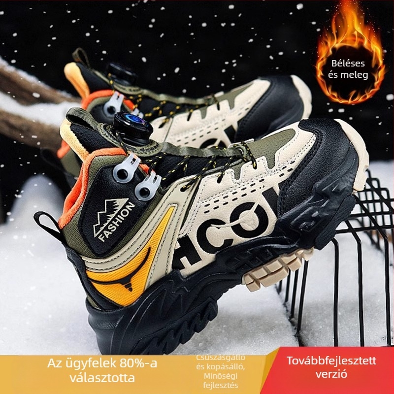 Lányka nagy pamutcipő 2024 új téli polár bélésű tornacipő gyerek vastag meleg csúszásmentes túracipő