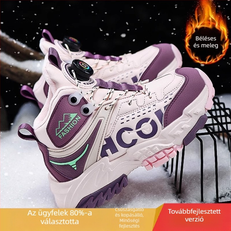 Lányka nagy pamutcipő 2024 új téli polár bélésű tornacipő gyerek vastag meleg csúszásmentes túracipő