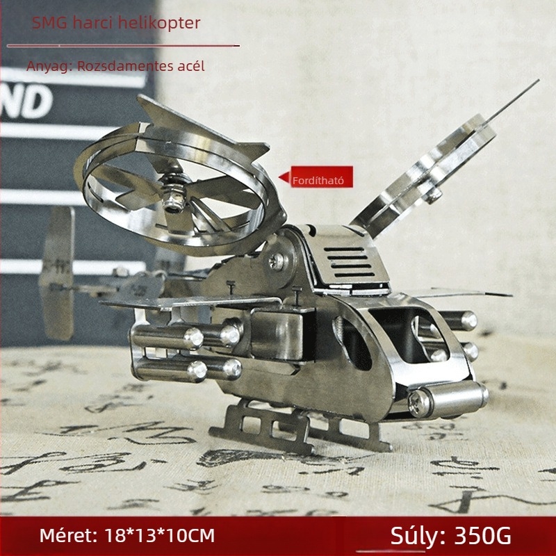Rozsdamentes acél gyártása Fém kézművesség Smg Wushi helikopter mozdony rakéta vadászgép modell iroda