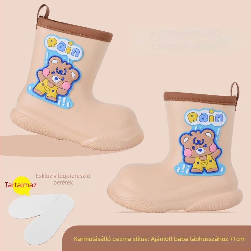 Gyermek esőcsizma lányoknak 3-12 éveseknek Baba rajzfilm EVA külső ruházat Vízálló cipő Csúszásmentes puha talpú középső hordó Fiú esőcsizma