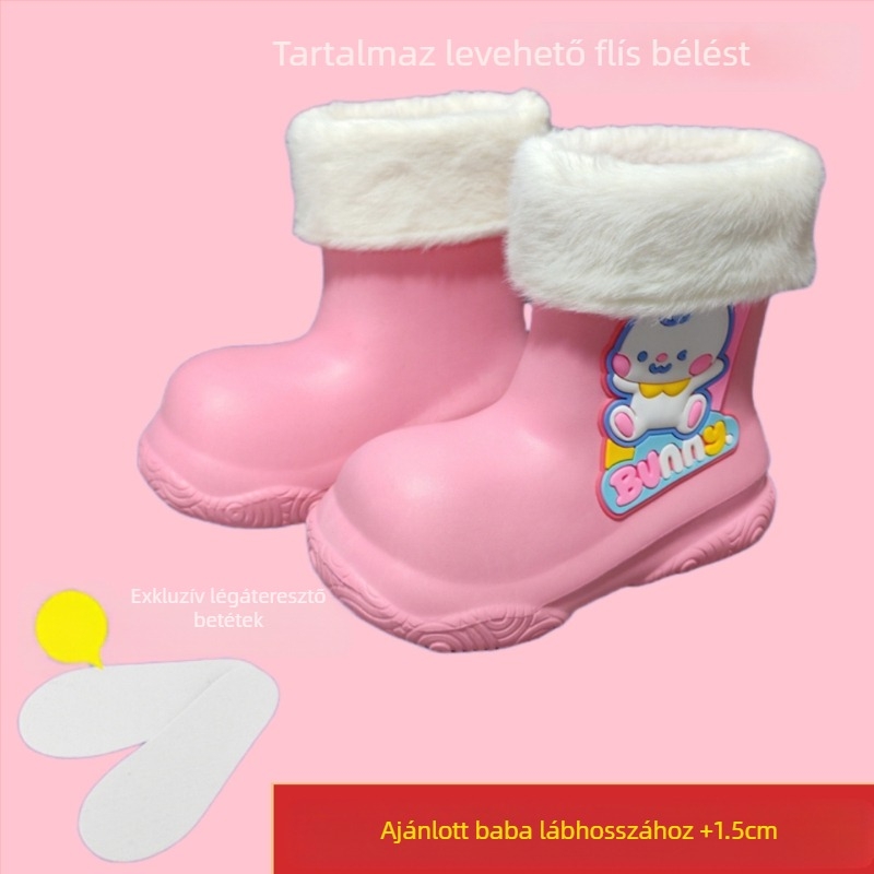 Gyermek esőcsizma lányoknak 3-12 éveseknek Baba rajzfilm EVA külső ruházat Vízálló cipő Csúszásmentes puha talpú középső hordó Fiú esőcsizma