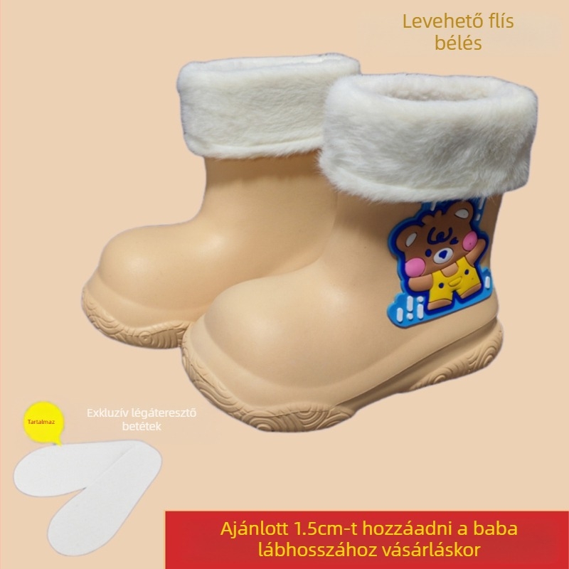 Gyermek esőcsizma lányoknak 3-12 éveseknek Baba rajzfilm EVA külső ruházat Vízálló cipő Csúszásmentes puha talpú középső hordó Fiú esőcsizma