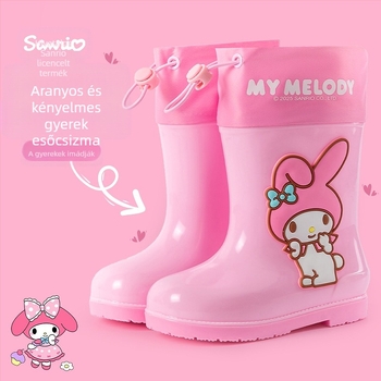 Sanrio vízálló Beam Kulomi tavaszi és nyári gyermek esőcipő, rövid csővel, kültéri, csúszásmentes, négy évszakos kislány esőcsizma