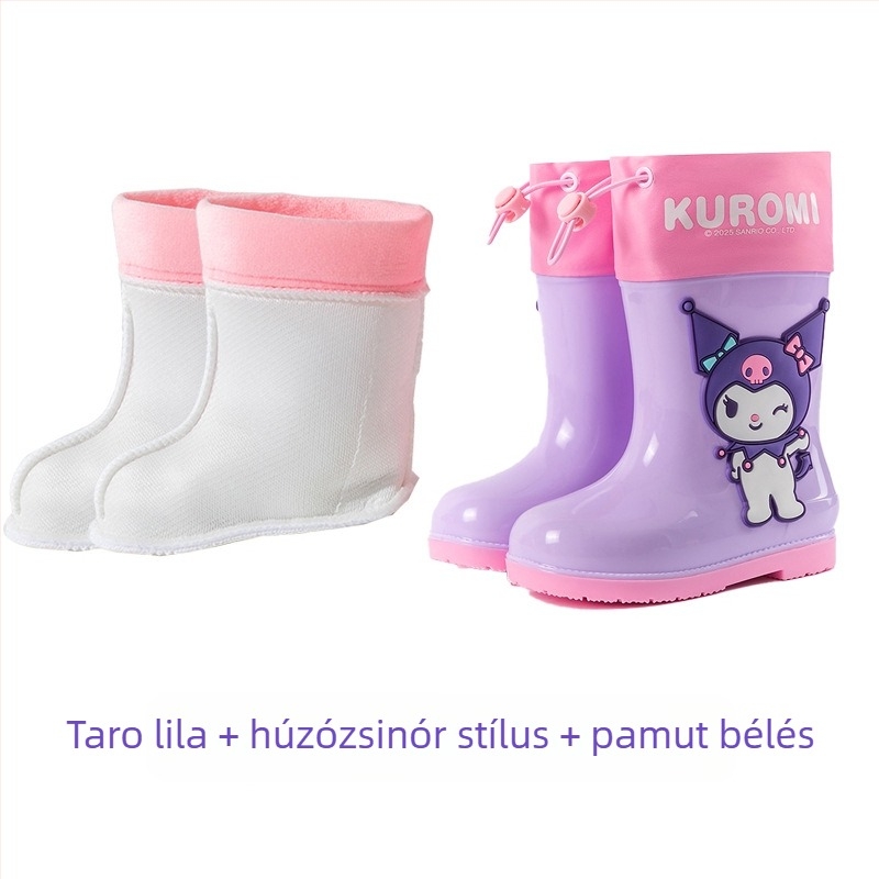 Sanrio vízálló Beam Kulomi tavaszi és nyári gyermek esőcipő, rövid csővel, kültéri, csúszásmentes, négy évszakos kislány esőcsizma