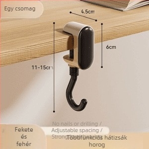 Iskolatáska akasztó, gondolkodó kacsa, diákasztal oldalsó táskaakasztó, ragasztó nélkül, matrica nélkül, kivehető, hordozható táskaakasztó