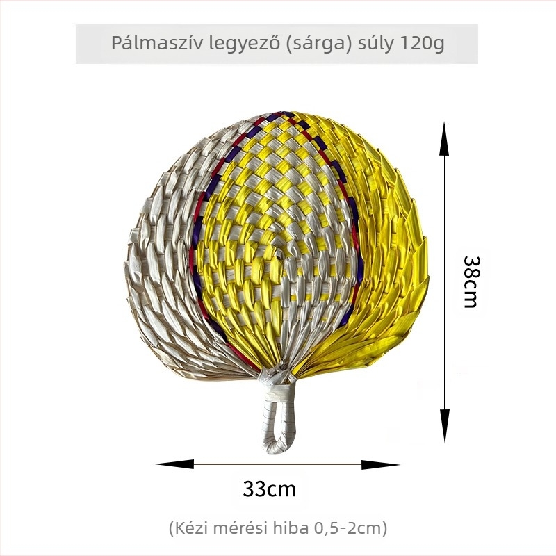 Nagykereskedelmi szalma pálma legyező nyári rajongói művészet menő gyékény levél legyező szőtt kézzel készített hordozható kézi legyező fali dekoráció