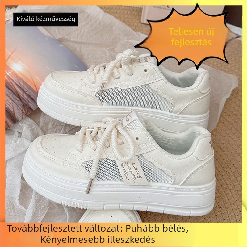 Nyári szoknya, lélegző sport alkalmi fehér cipő, női 2024-es új nyári hálós cipő, nagylábujjú deszkás cipő