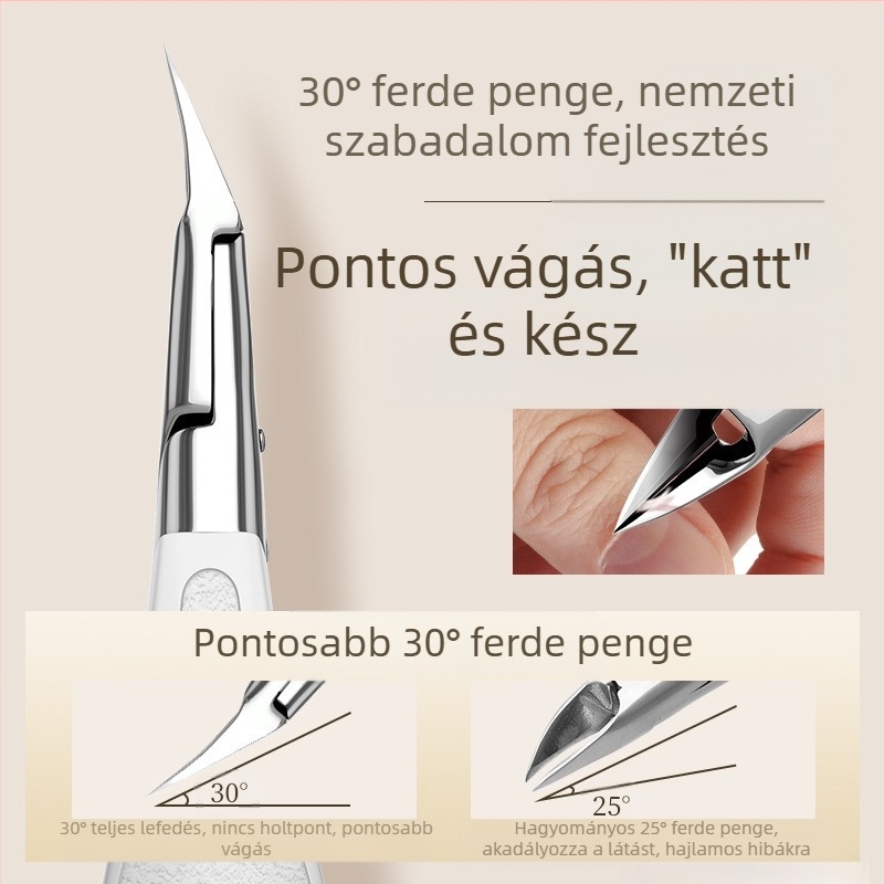 Egyszeres körömvágó, speciális körömvágó körömhoronyhoz, illesztékes körömvágó, ferde pedikűr eszközök, olecranon körömvágó