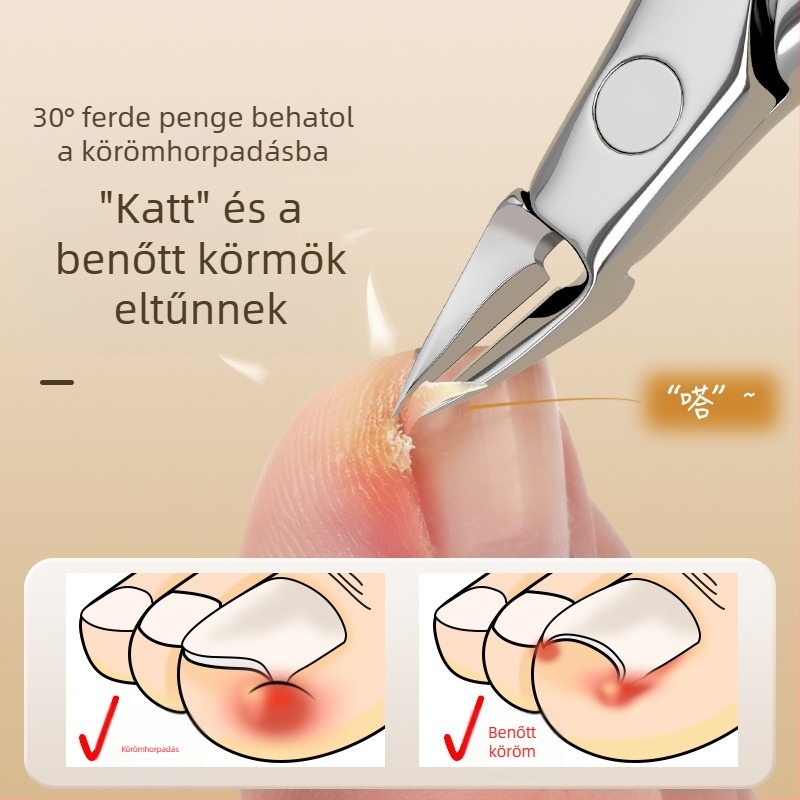 Egyszeres körömvágó, speciális körömvágó körömhoronyhoz, illesztékes körömvágó, ferde pedikűr eszközök, olecranon körömvágó