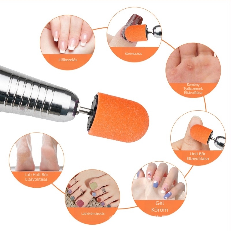 Határokon átnyúló, kiváló minőségű polírozó fej, homoksapka, pedikűr az elhalt hámsejtek eltávolítására, manikűr, polírozó homok, hengertengely, polírozó homoksapka készlet