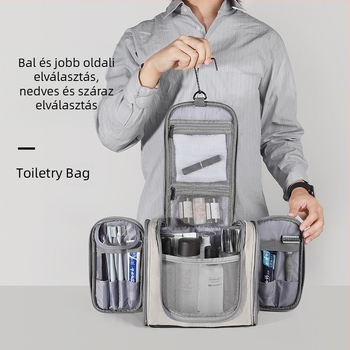 PU bőr nagyméretű piperecikkek és sminktáskák, vízálló, többrétegű tárolótáska férfiaknak, utazáshoz, akasztóval, nagykereskedelemben, vízálló és lezárt