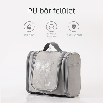 PU bőr nagyméretű piperecikkek és sminktáskák, vízálló, többrétegű tárolótáska férfiaknak, utazáshoz, akasztóval, nagykereskedelemben, vízálló és lezárt