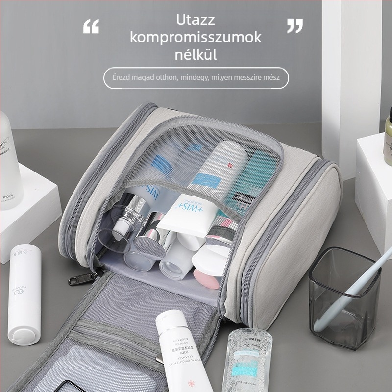 PU bőr nagyméretű piperecikkek és sminktáskák, vízálló, többrétegű tárolótáska férfiaknak, utazáshoz, akasztóval, nagykereskedelemben, vízálló és lezárt