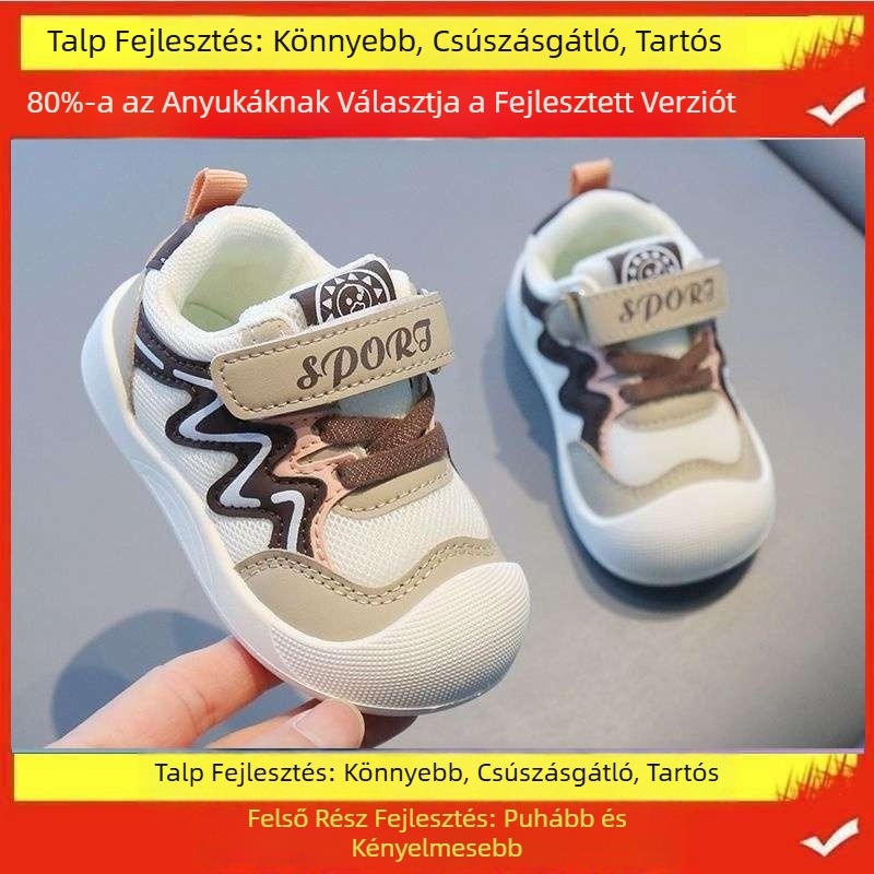 0-1-3 éveseknek Lélegző babacipők Lányoknak Tavaszi gyerekcipők Baba csúszásgátló új tavaszi és őszi puha talppal