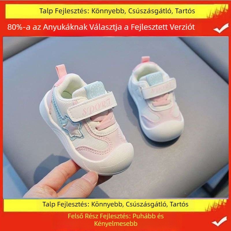 0-1-3 éveseknek Lélegző babacipők Lányoknak Tavaszi gyerekcipők Baba csúszásgátló új tavaszi és őszi puha talppal