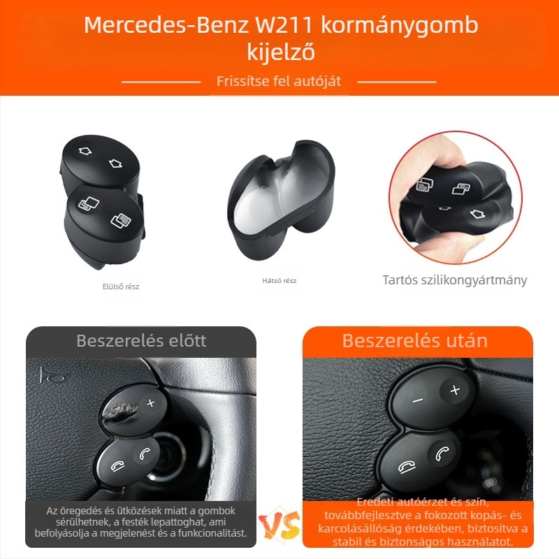 Alkalmas régi Mercedes-Benz E-osztály W211 kormánykerék gombjaihoz, E200E260E300L multifunkciós kormánykerék gombokhoz