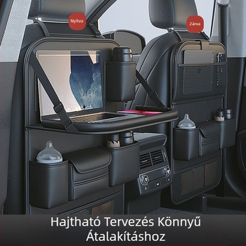 Autósülés háttámlára szerelhető tárolótáska, szék háttámlára szerelhető multifunkcionális tárolóállvány, akasztós táska, hátsó ülés tároló, autó belsejébe akasztható