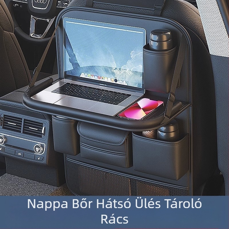 Autósülés háttámlára szerelhető tárolótáska, szék háttámlára szerelhető multifunkcionális tárolóállvány, akasztós táska, hátsó ülés tároló, autó belsejébe akasztható
