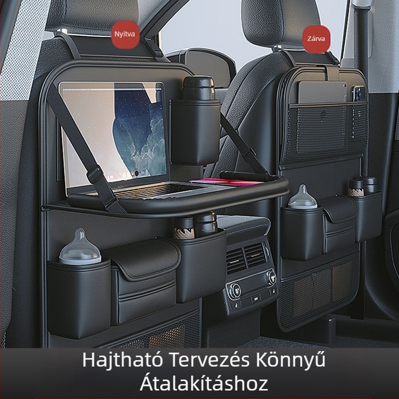Autósülés háttámlára szerelhető tárolótáska, szék háttámlára szerelhető multifunkcionális tárolóállvány, akasztós táska, hátsó ülés tároló, autó belsejébe akasztható