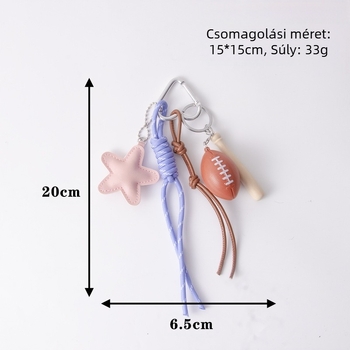 Határokon átnyúló népszerű bőr ötágú csillag Miu sorozatú táska medál baseball rögbi csillag táska medál barkács kulcstartó