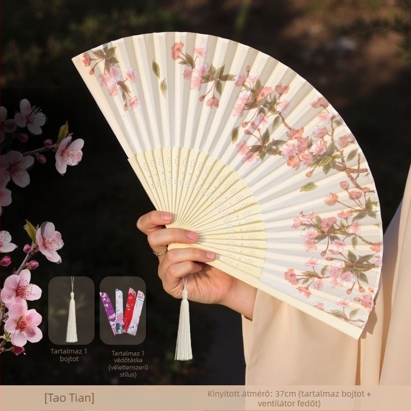 Kínai stílusú összecsukható ventilátor nyárra, Gyermek összecsukható táncventilátor, Ősi stílusú Hanfu Cheongsam fotó hordozható bambuszventilátor