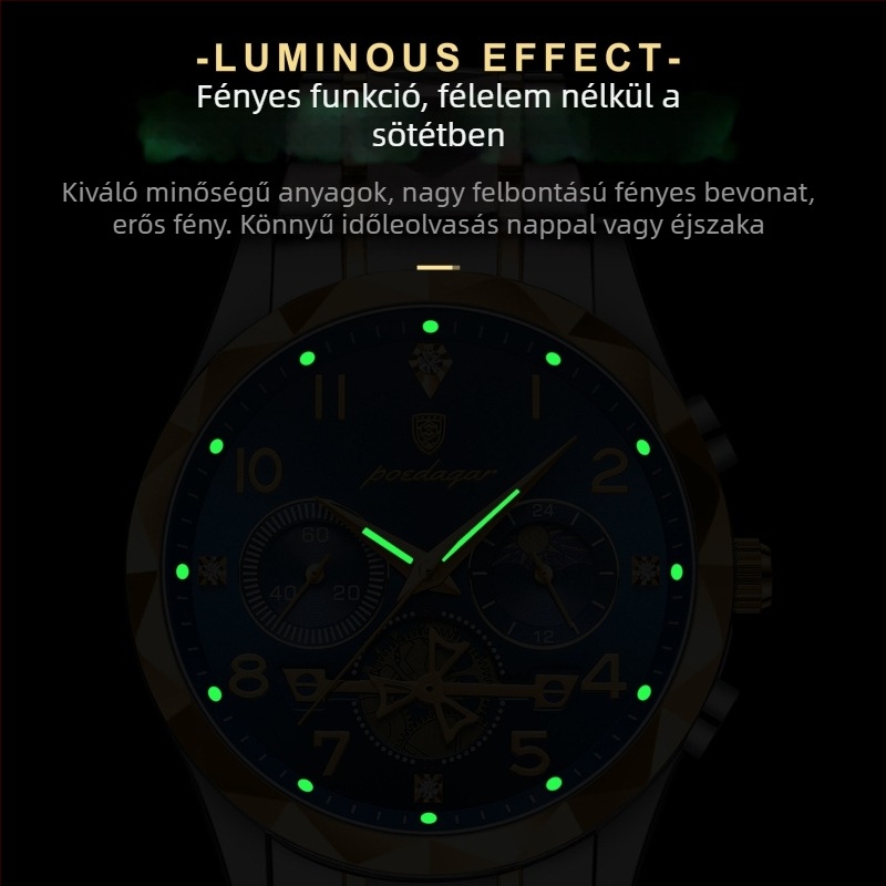 POEDAGAR svájci márkájú multifunkcionális új férfi karóra vízálló, világító divatos kvarcóra külkereskedelem 972