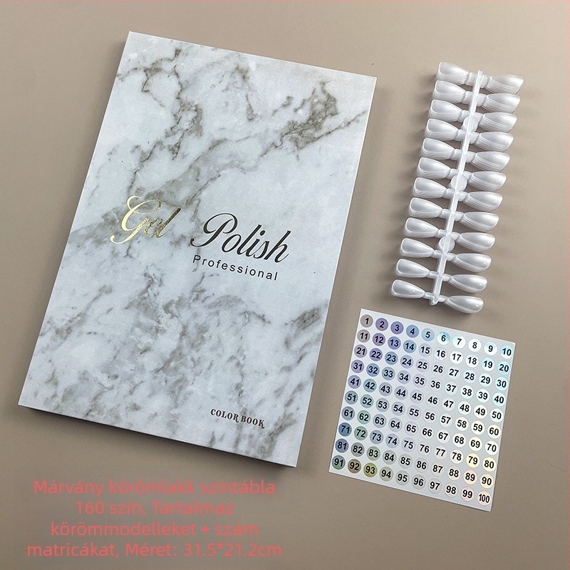 Határokon átnyúló, forró eladású manikűr márvány színtábla egyszerű színkártya kijelző körömlakk ragasztó kijelző tábla minta kijelző könyv