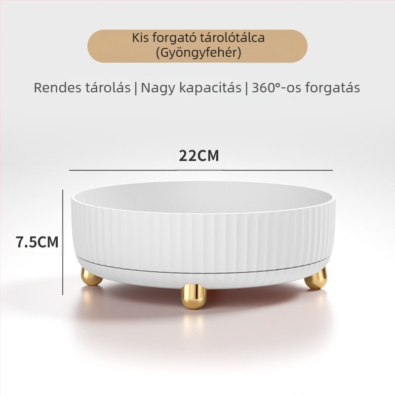 Forgatható kozmetikai tárolódoboz, 360 fokos bőrápolási terméktároló állvány, fésülködőasztal-tároló tálca, forgó tárolódoboz