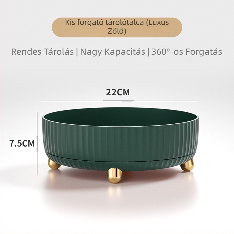 Forgatható kozmetikai tárolódoboz, 360 fokos bőrápolási terméktároló állvány, fésülködőasztal-tároló tálca, forgó tárolódoboz