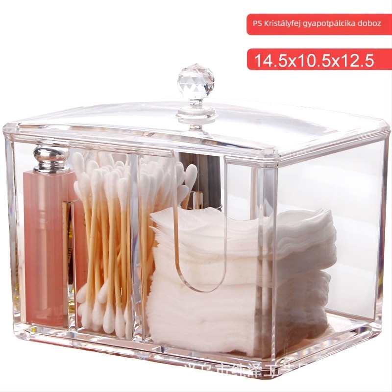 Kreatív átlátszó vattapálcika tárolódoboz Kristály akril porálló smink vattapálcika doboz kozmetikai rendszerező tárolódoboz