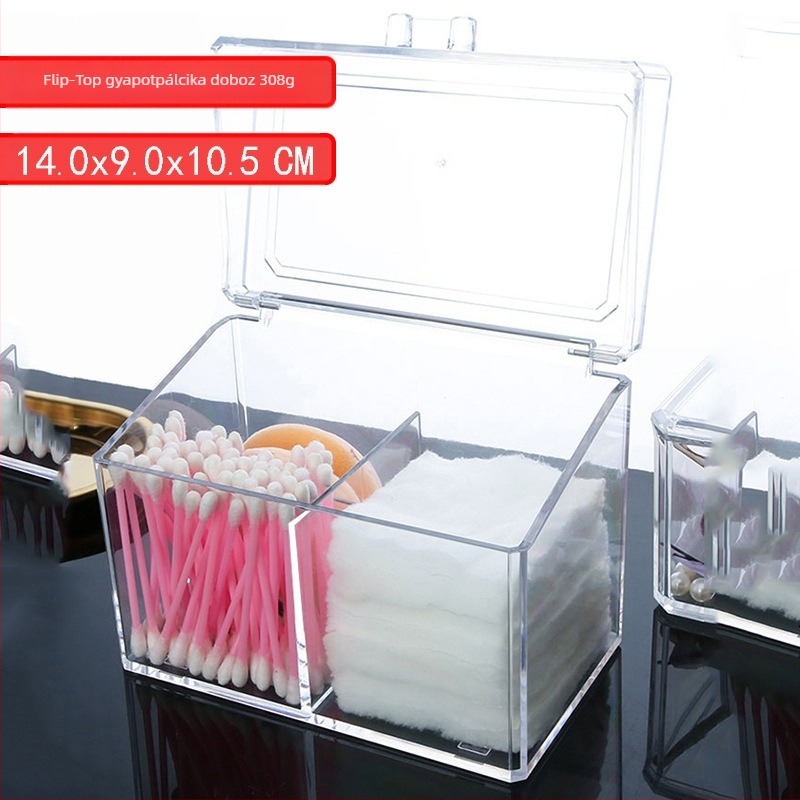 Kreatív átlátszó vattapálcika tárolódoboz Kristály akril porálló smink vattapálcika doboz kozmetikai rendszerező tárolódoboz