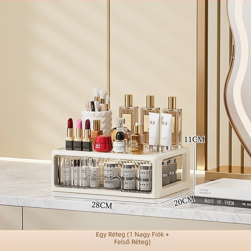 Fiókos asztali tárolódoboz Kollégiumi írószer-szervező Irodai irattartó szekrény Kozmetikai tárolódoboz