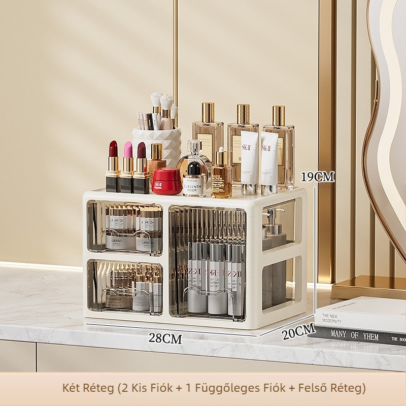 Fiókos asztali tárolódoboz Kollégiumi írószer-szervező Irodai irattartó szekrény Kozmetikai tárolódoboz