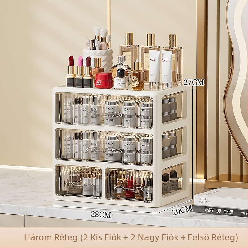 Fiókos asztali tárolódoboz Kollégiumi írószer-szervező Irodai irattartó szekrény Kozmetikai tárolódoboz