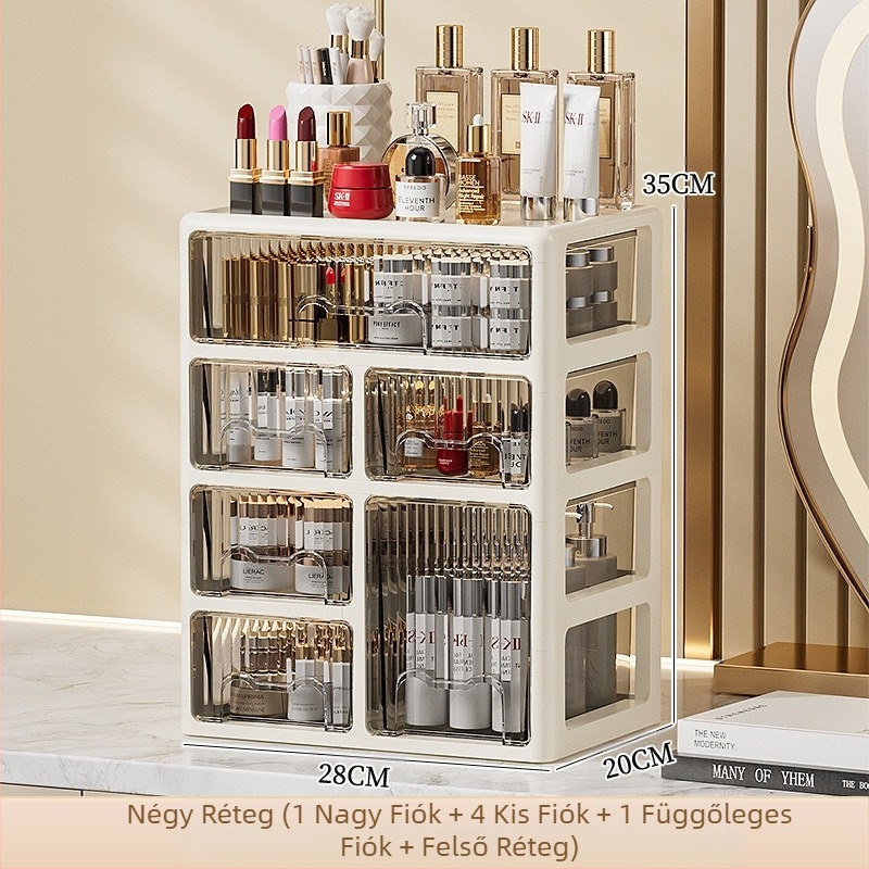 Fiókos asztali tárolódoboz Kollégiumi írószer-szervező Irodai irattartó szekrény Kozmetikai tárolódoboz