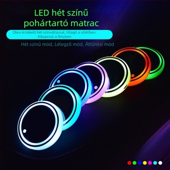 Autó világító színes LED pohárszőnyeg belső csúszásgátló szőnyeg világító autó automatikus indukciós dekoratív hangulatvilágítás