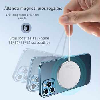 Határokon átnyúló vezeték nélküli töltő mágneses tapadású Magsafe 15W gyors töltés alumínium ötvözetből készült héjú mobiltelefonokhoz és órákhoz, vezeték nélküli töltés