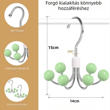 Hatkarmos akasztós háztartási multifunkcionális vállfa parittya fehérnemű tároló műtárgy kollégiumi gardrób 360 fokban forgó akasztó