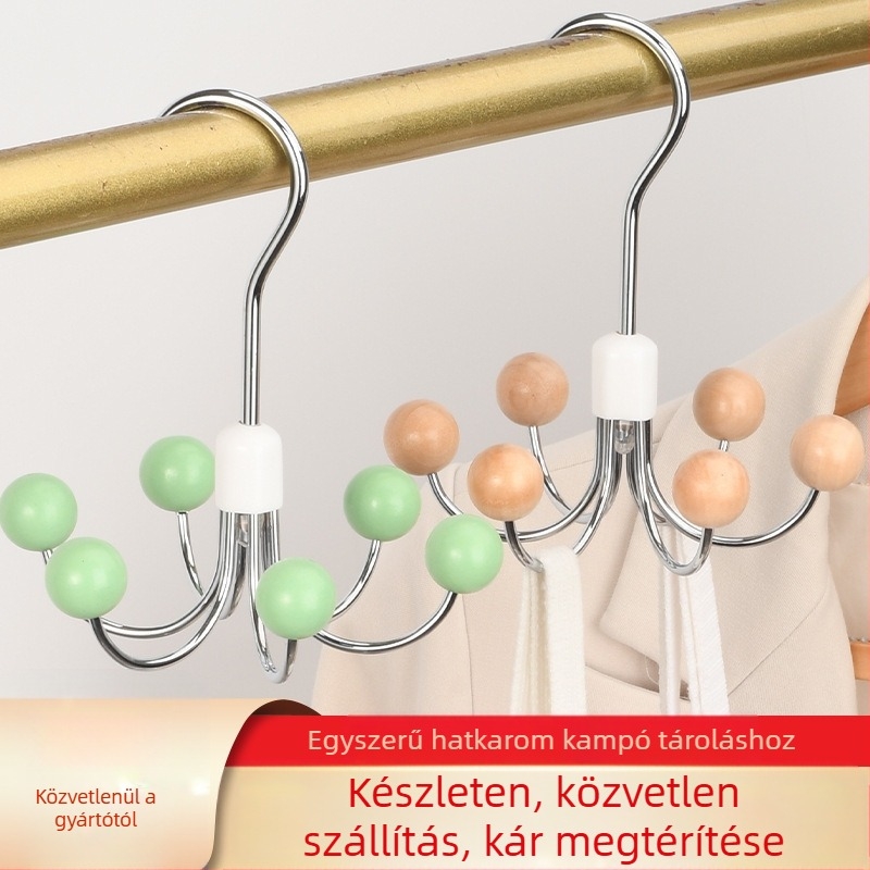Hatkarmos akasztós háztartási multifunkcionális vállfa parittya fehérnemű tároló műtárgy kollégiumi gardrób 360 fokban forgó akasztó