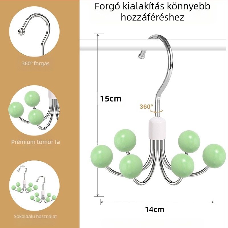 Hatkarmos akasztós háztartási multifunkcionális vállfa parittya fehérnemű tároló műtárgy kollégiumi gardrób 360 fokban forgó akasztó
