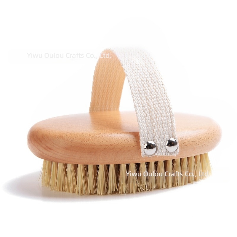 Gyárilag bükkfa ovális szizál fürdőkefe test fürdőkádhoz dörzsölő kefe száraz kefe kettős felhasználású kefe