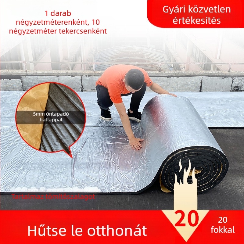 Tetőszigetelés pamutból, magas hőmérsékletnek ellenálló, tűzálló szövetből, napfénytetőhöz, mennyezetszigetelő fólia, öntapadó szigetelőlap