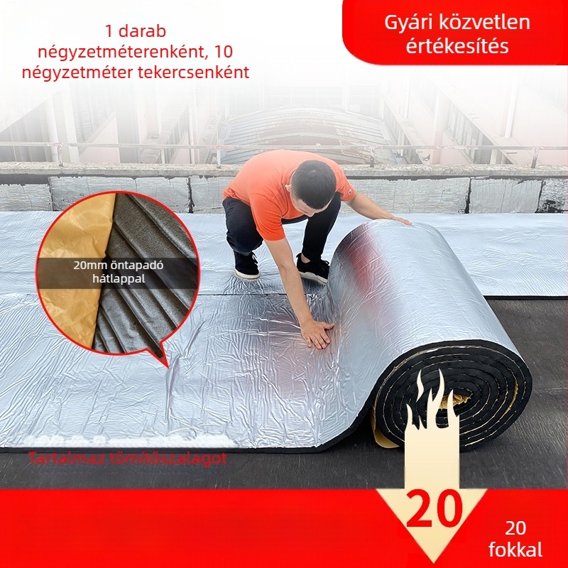 Tetőszigetelés pamutból, magas hőmérsékletnek ellenálló, tűzálló szövetből, napfénytetőhöz, mennyezetszigetelő fólia, öntapadó szigetelőlap