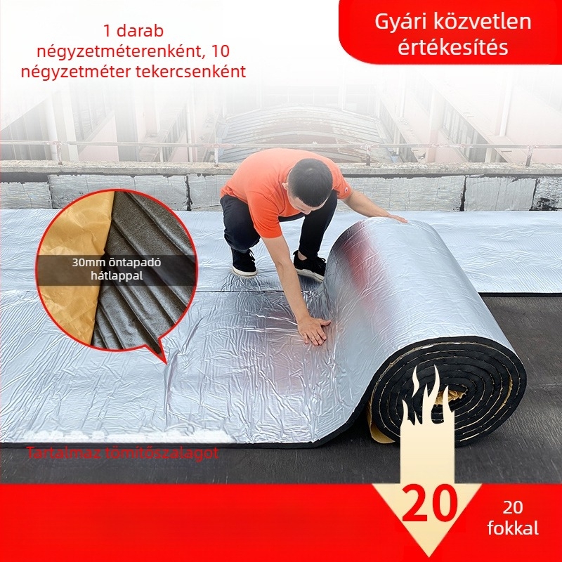 Tetőszigetelés pamutból, magas hőmérsékletnek ellenálló, tűzálló szövetből, napfénytetőhöz, mennyezetszigetelő fólia, öntapadó szigetelőlap