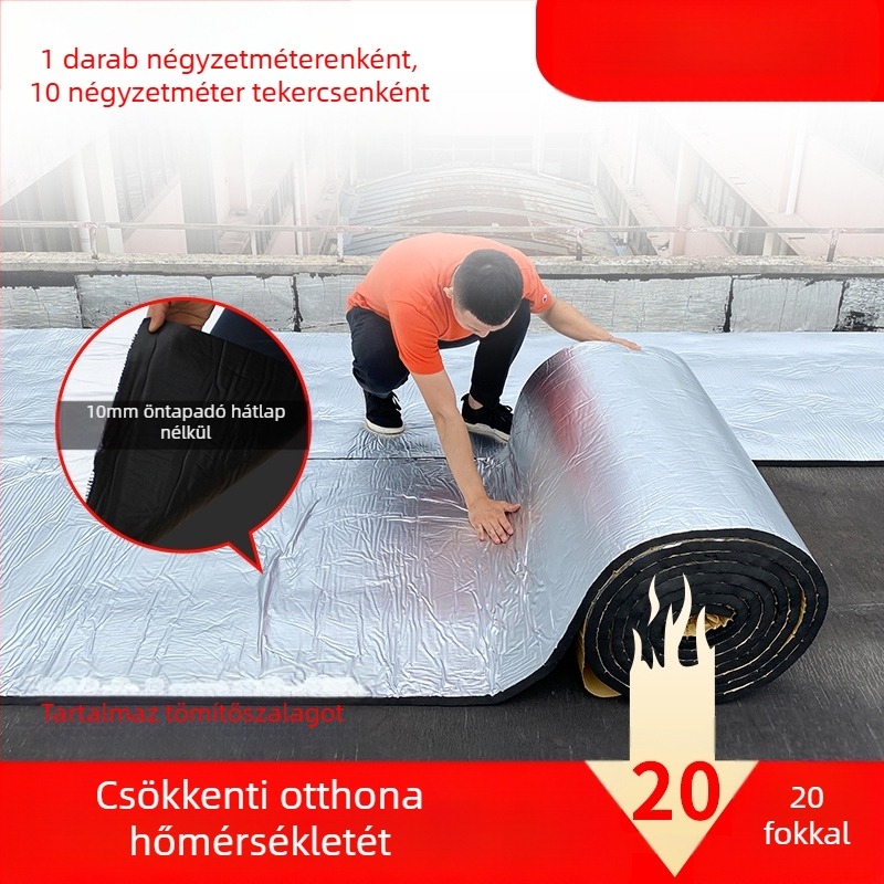 Tetőszigetelés pamutból, magas hőmérsékletnek ellenálló, tűzálló szövetből, napfénytetőhöz, mennyezetszigetelő fólia, öntapadó szigetelőlap