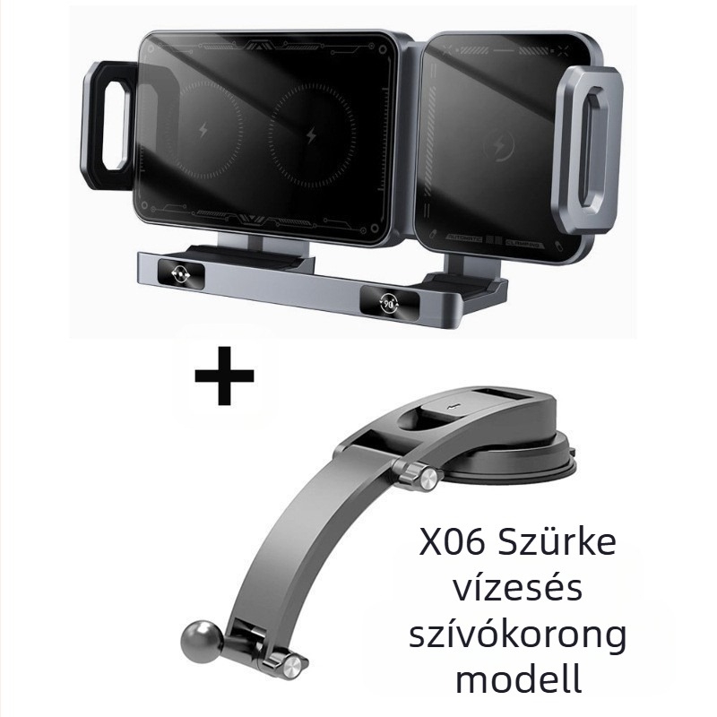 Határokon átnyúló autós forgó vízszintes képernyő vezeték nélküli gyors töltés navigáció összecsukható autós mobiltelefon-tartó légkivezető nyílás nyomtatott logó