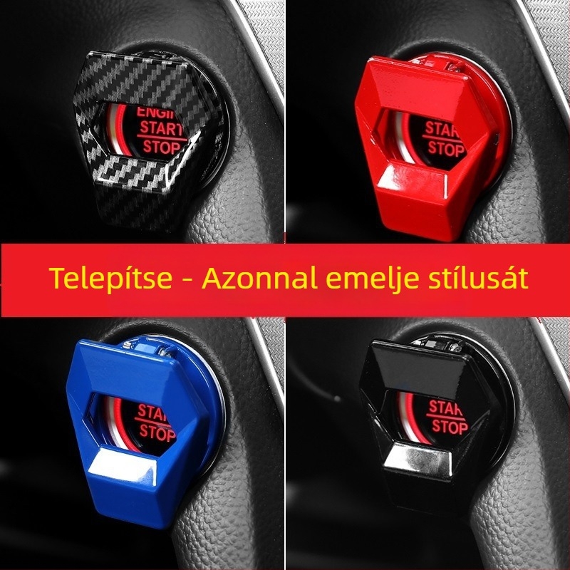 Egygombos indító dekorációs matrica gyújtáskapcsoló védőburkolat autó belső átalakítás sportdekorációs gyűrű menő futású autó univerzális