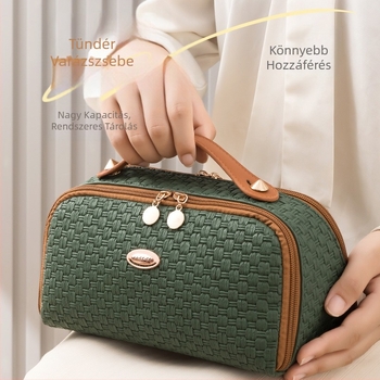 Határokon átnyúló kozmetikai táska, csúcskategóriás utazó mosdótáska, nagy kapacitású női táska, kozmetikai dupla nyílású, nagy nyílású tárolótáska