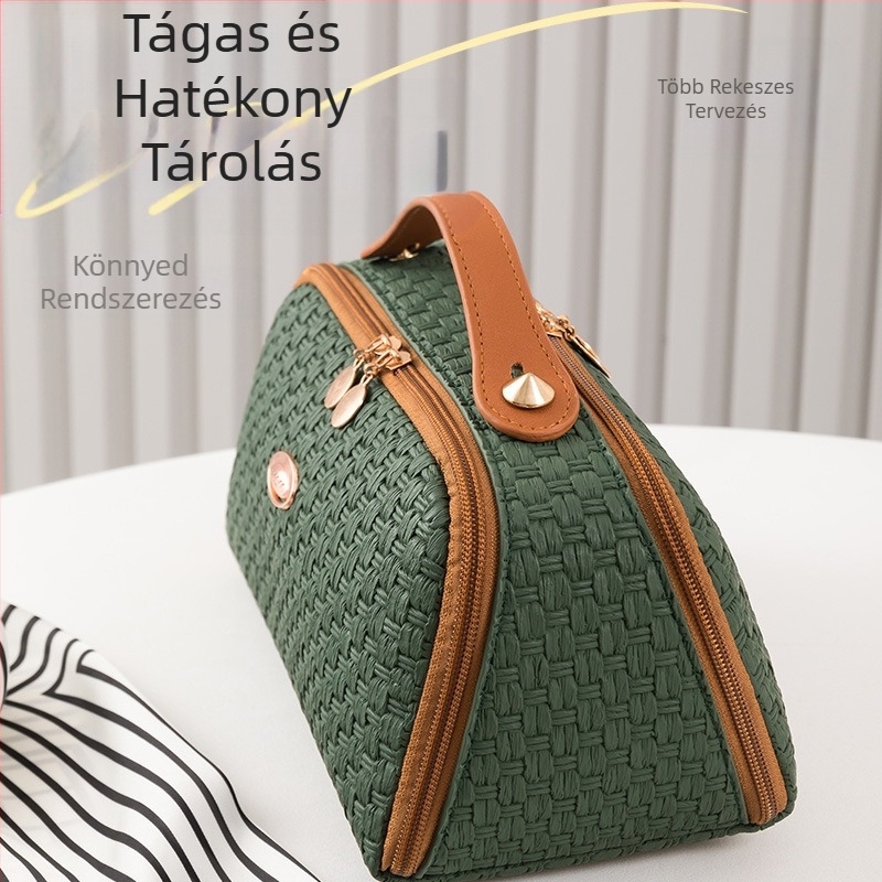 Határokon átnyúló kozmetikai táska, csúcskategóriás utazó mosdótáska, nagy kapacitású női táska, kozmetikai dupla nyílású, nagy nyílású tárolótáska