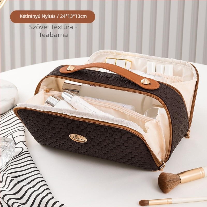 Határokon átnyúló kozmetikai táska, csúcskategóriás utazó mosdótáska, nagy kapacitású női táska, kozmetikai dupla nyílású, nagy nyílású tárolótáska